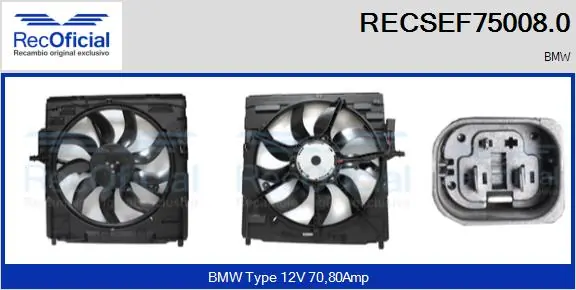 RECOFICIAL villanymotor, hűtőventilátor - RECSEF75008.0 - TothCarparts