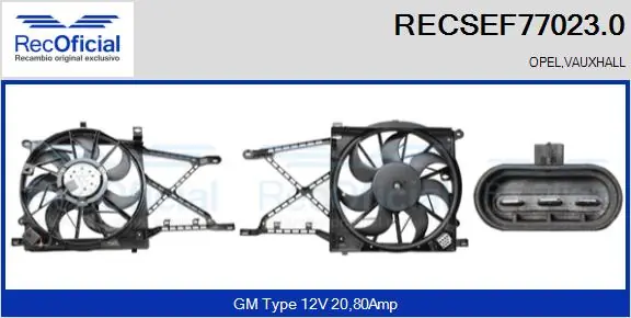 RECOFICIAL villanymotor, hűtőventilátor - RECSEF77023.0 - TothCarparts
