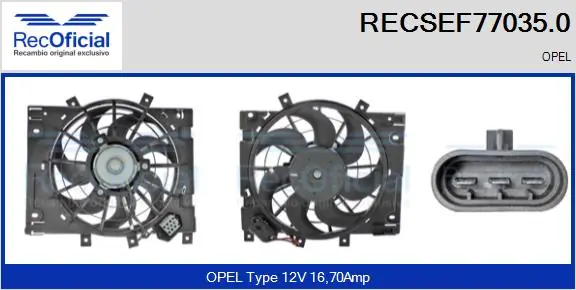 RECOFICIAL villanymotor, hűtőventilátor - RECSEF77035.0 - TothCarparts