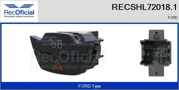 RECOFICIAL vészvillogó kapcsoló - RECSHL72018.1 - TothCarparts