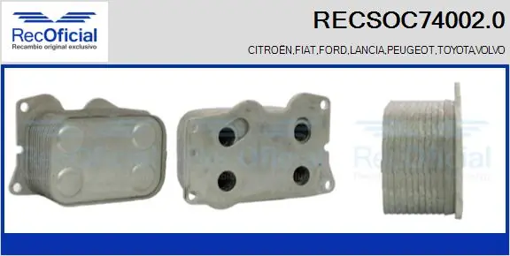 RECOFICIAL Olajhűtő, motorolaj - RECSOC74002.0 - TothCarparts
