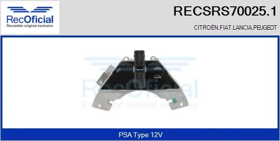 RECOFICIAL ellenállás, belső tér szellőzés - RECSRS70025.1 - TothCarparts