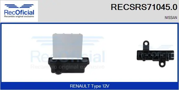 RECOFICIAL ellenállás, belső tér szellőzés - RECSRS71045.0 - TothCarparts