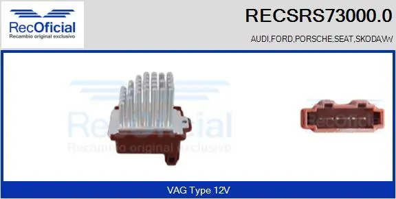 RECOFICIAL ellenállás, belső tér szellőzés - RECSRS73000.0 - TothCarparts