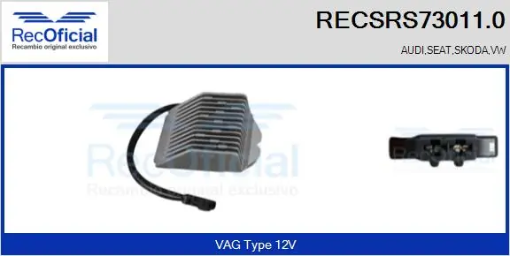RECOFICIAL ellenállás, belső tér szellőzés - RECSRS73011.0 - TothCarparts