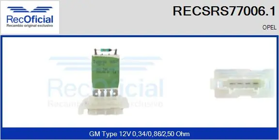 RECOFICIAL ellenállás, belső tér szellőzés - RECSRS77006.1 - TothCarparts