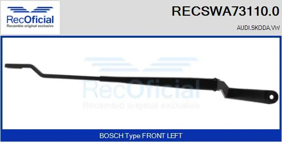 RECOFICIAL törlőkar, ablaktörlő - RECSWA73110.0 - TothCarparts