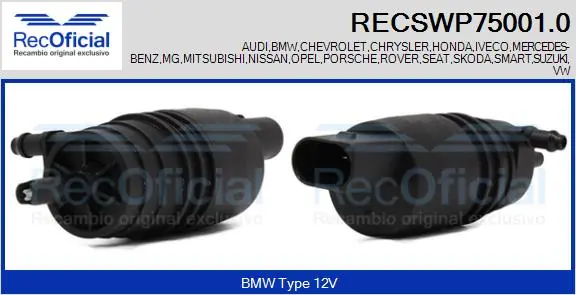 RECOFICIAL mosóvízszivattyú, szélvédőmosó - RECSWP75001.0 - TothCarparts
