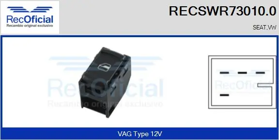 RECOFICIAL kapcsoló, ablakemelő - RECSWR73010.0 - TothCarparts