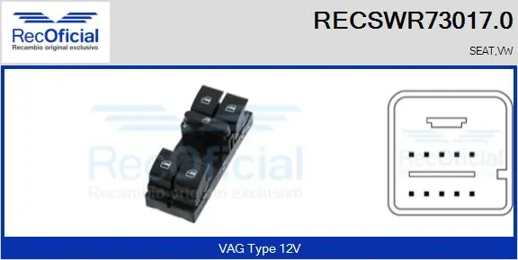 RECOFICIAL kapcsoló, ablakemelő - RECSWR73017.0 - TothCarparts