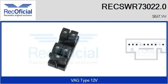 RECOFICIAL kapcsoló, ablakemelő - RECSWR73022.0 - TothCarparts