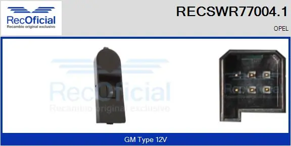 RECOFICIAL kapcsoló, ablakemelő - RECSWR77004.1 - TothCarparts