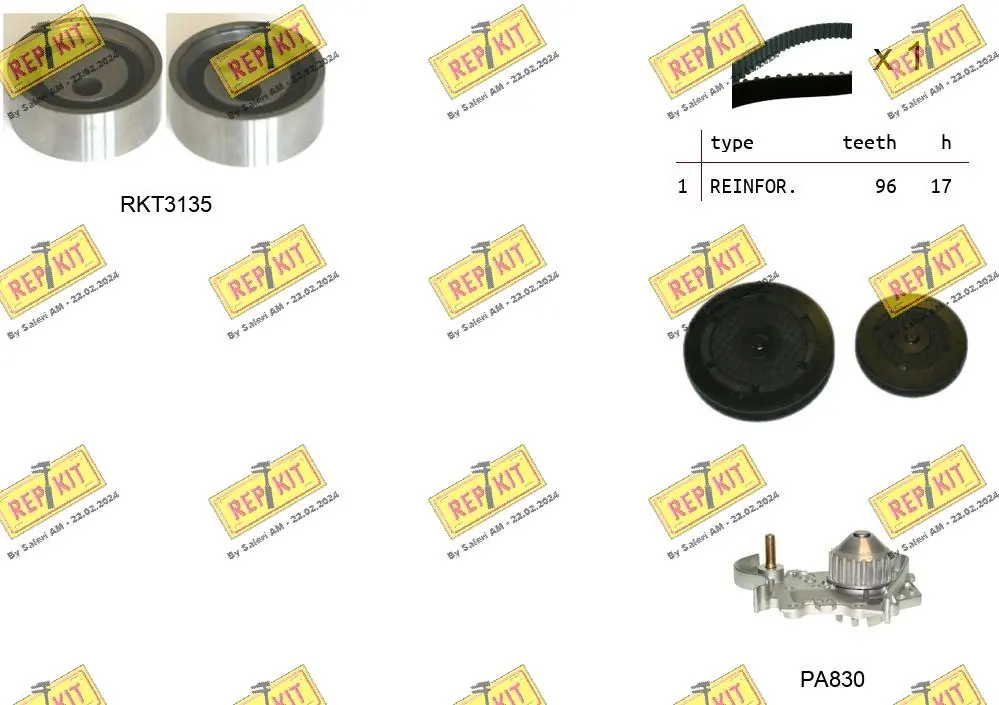 REPKIT Vízpumpa + fogasszíj készlet - RKTK1115PA - TothCarparts