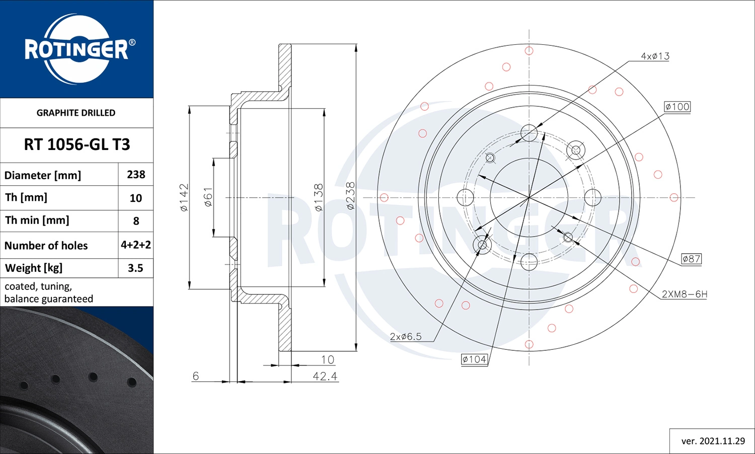 ROTINGER féktárcsa - RT 1056-GL T3 - TothCarparts