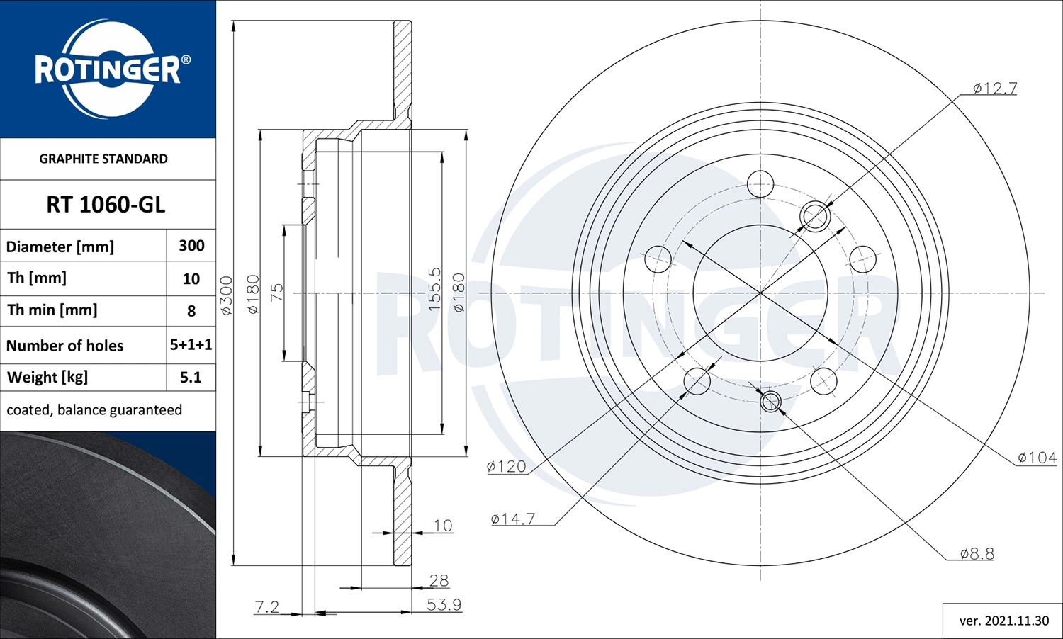ROTINGER féktárcsa - RT 1060-GL - TothCarparts