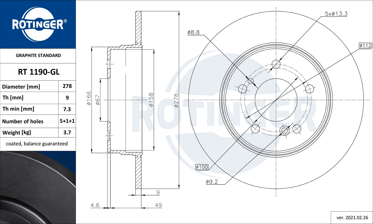 ROTINGER féktárcsa - RT 1190-GL - TothCarparts