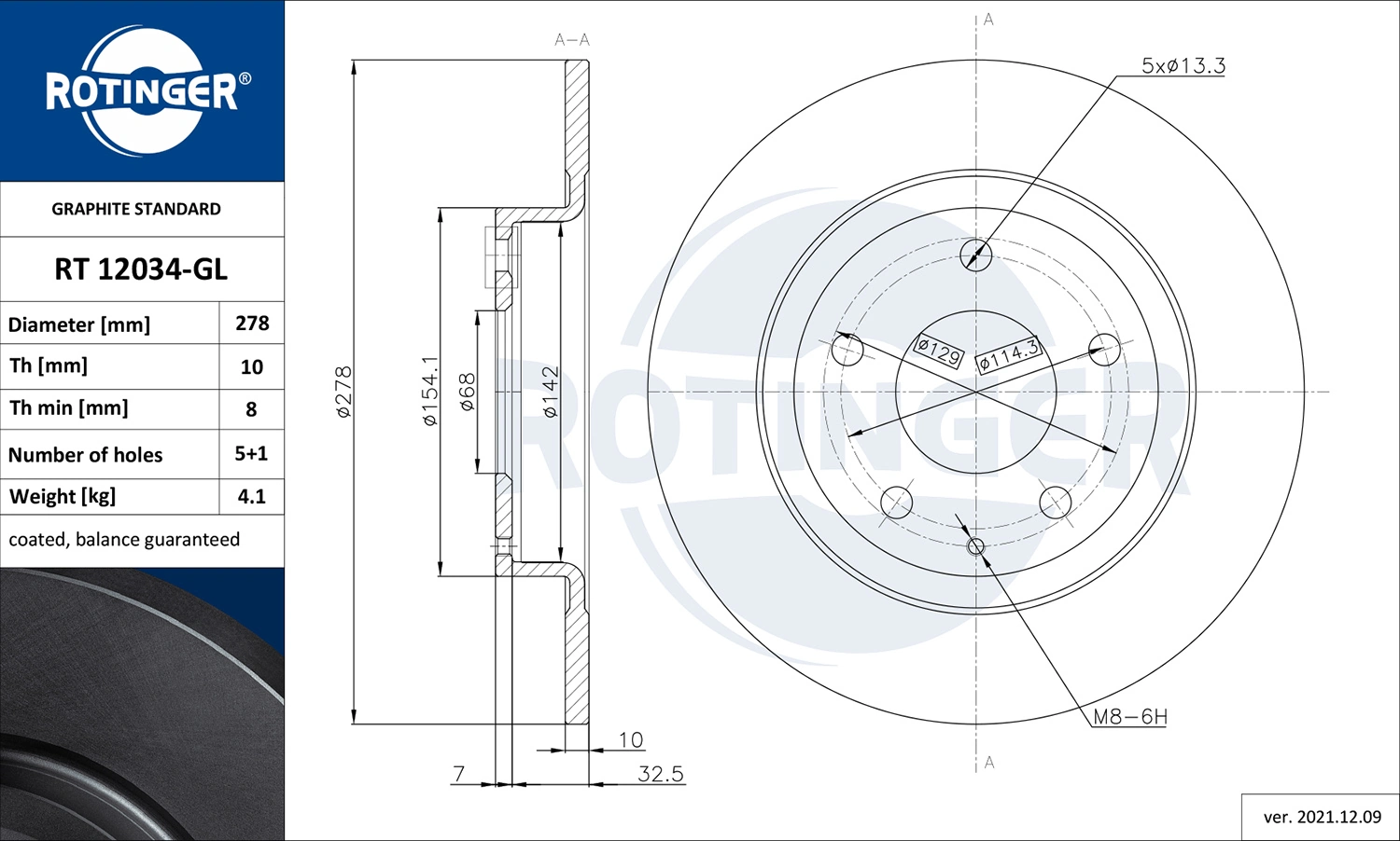 ROTINGER féktárcsa - RT 12034-GL - TothCarparts
