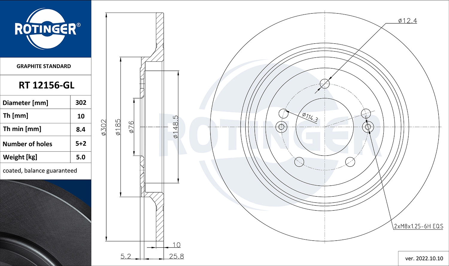 ROTINGER féktárcsa - RT 12156-GL - TothCarparts
