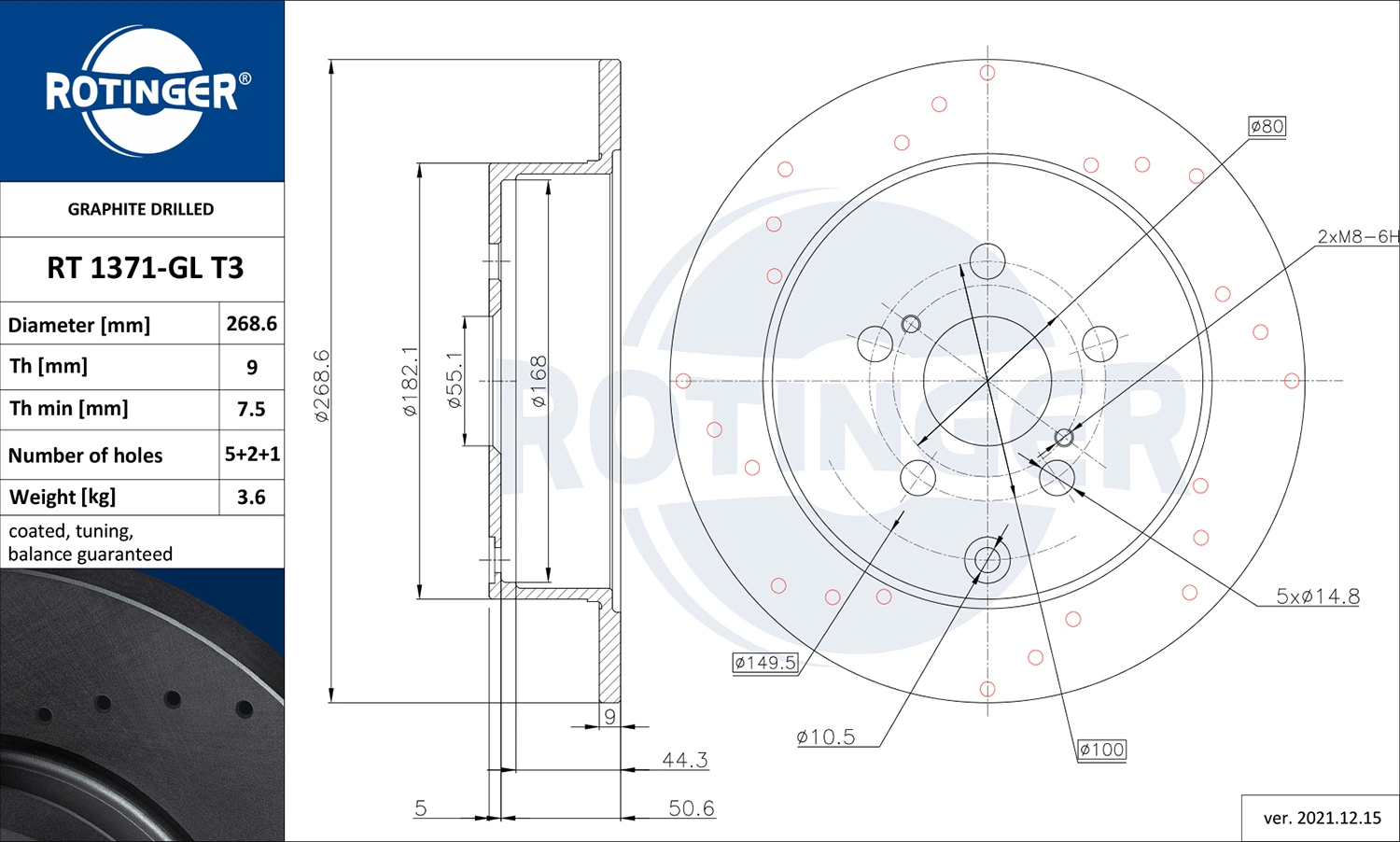 ROTINGER féktárcsa - RT 1371-GL T3 - TothCarparts