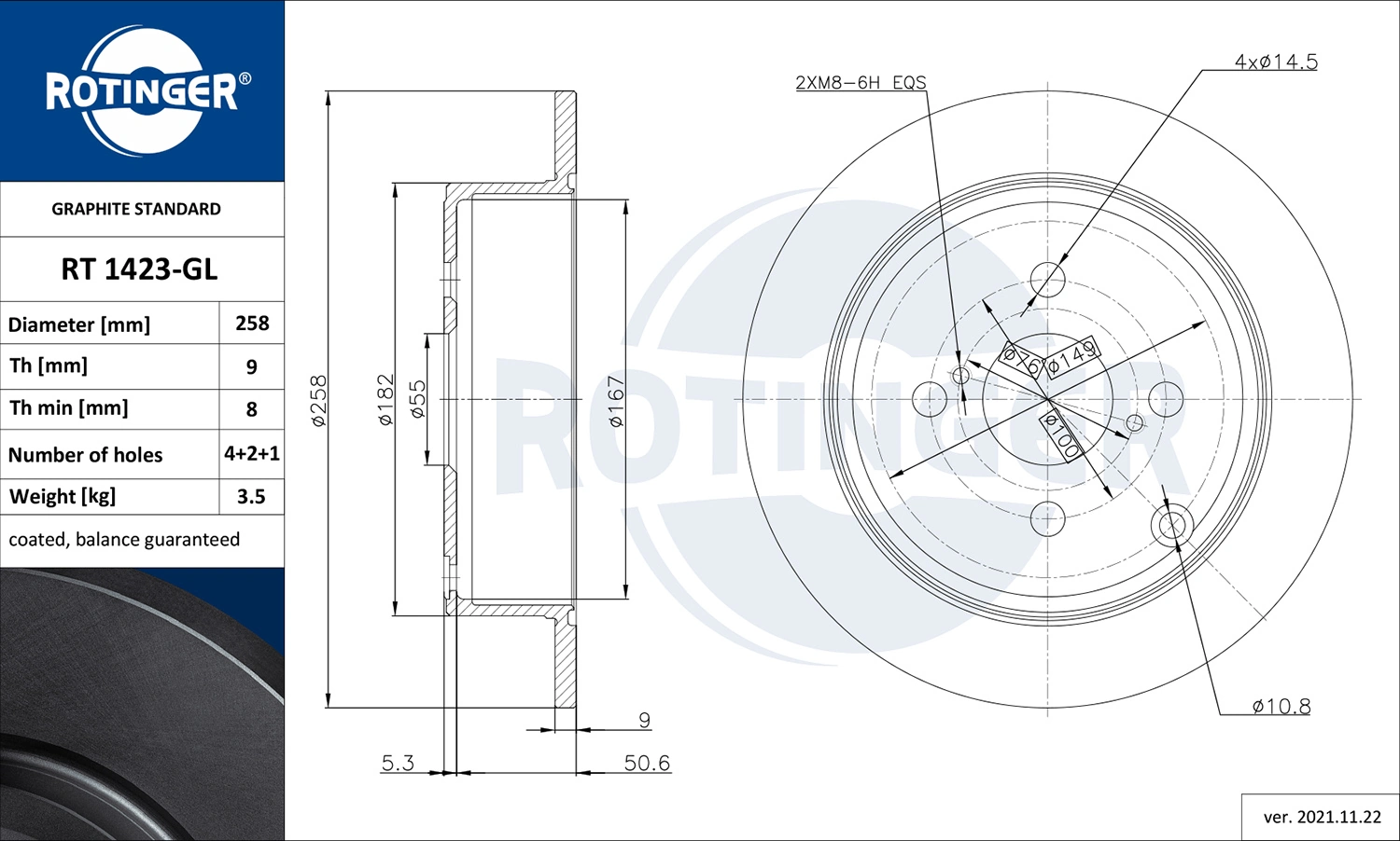 ROTINGER féktárcsa - RT 1423-GL - TothCarparts