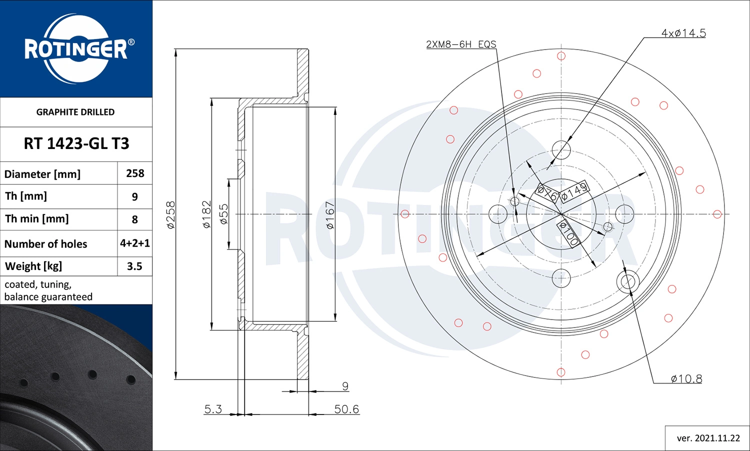 ROTINGER féktárcsa - RT 1423-GL T3 - TothCarparts