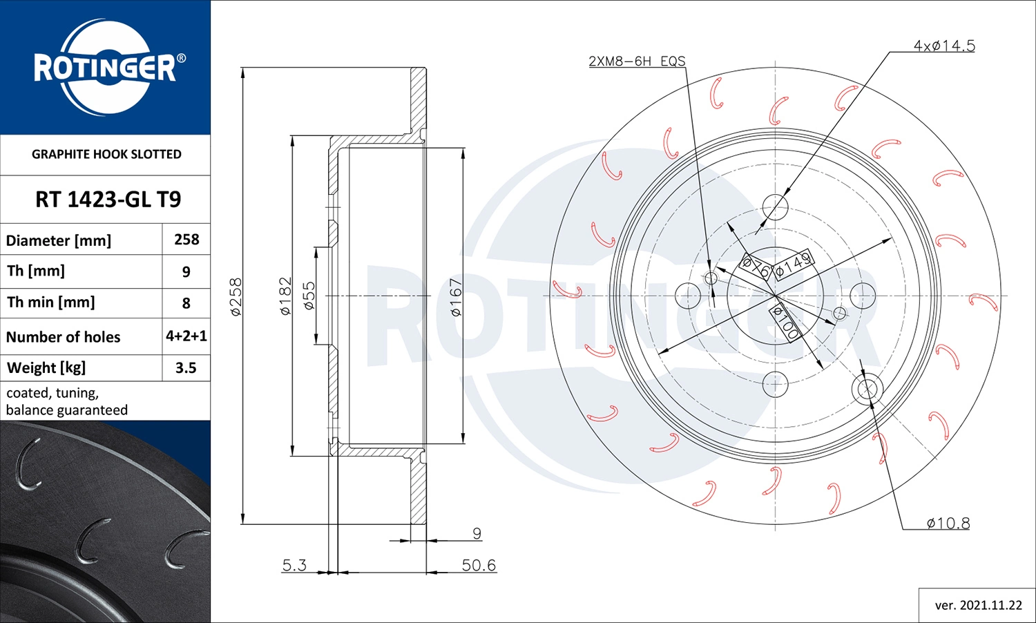 ROTINGER féktárcsa - RT 1423-GL T9 - TothCarparts