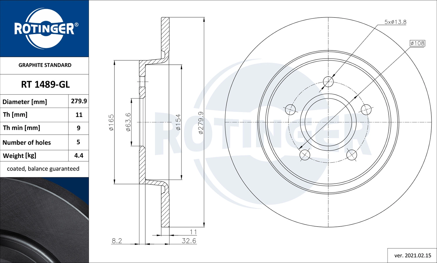 ROTINGER féktárcsa - RT 1489-GL - TothCarparts