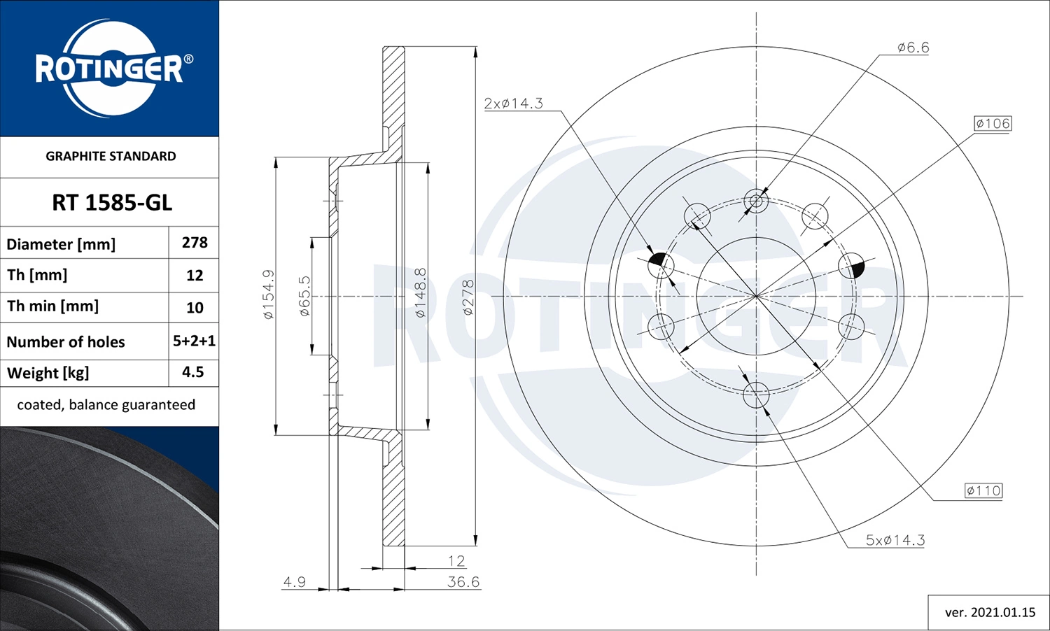 ROTINGER féktárcsa - RT 1585-GL - TothCarparts