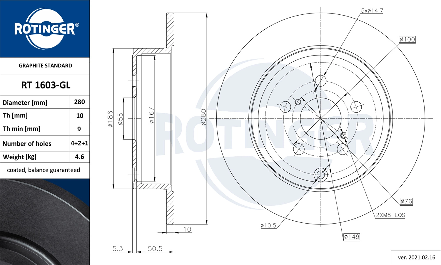 ROTINGER féktárcsa - RT 1603-GL - TothCarparts