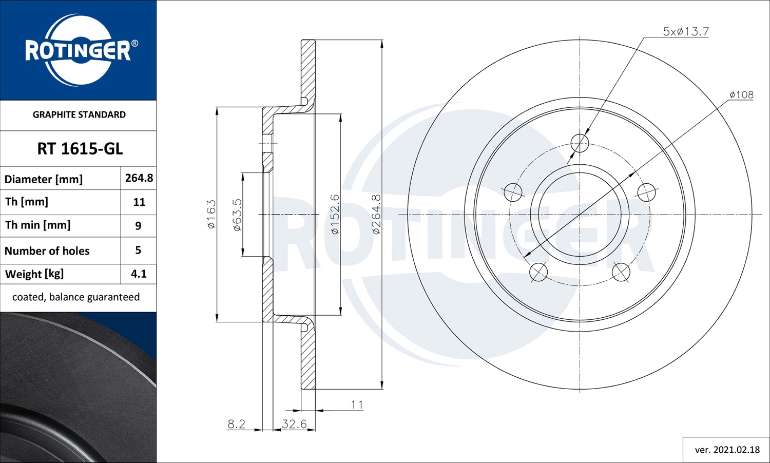 ROTINGER féktárcsa - RT 1615-GL - TothCarparts