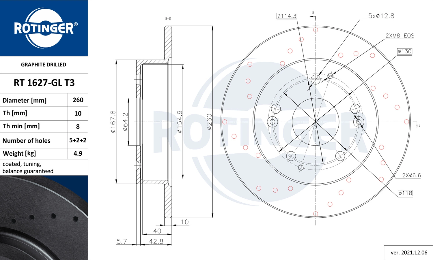 ROTINGER féktárcsa - RT 1627-GL T3 - TothCarparts