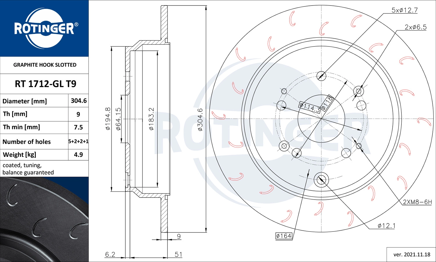 ROTINGER féktárcsa - RT 1712-GL T9 - TothCarparts