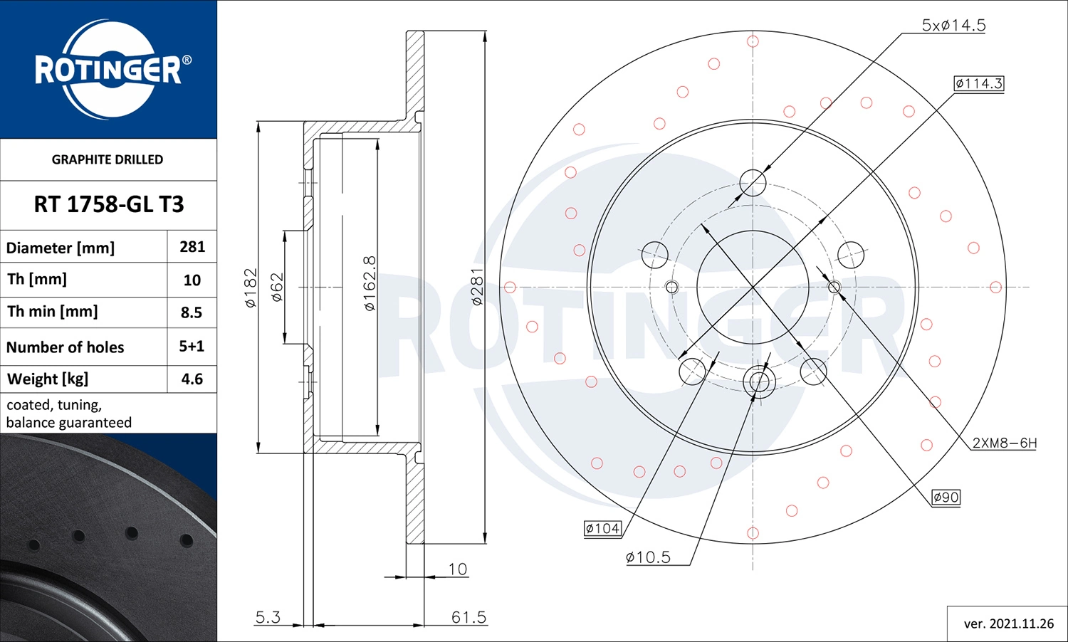ROTINGER féktárcsa - RT 1758-GL T3 - TothCarparts
