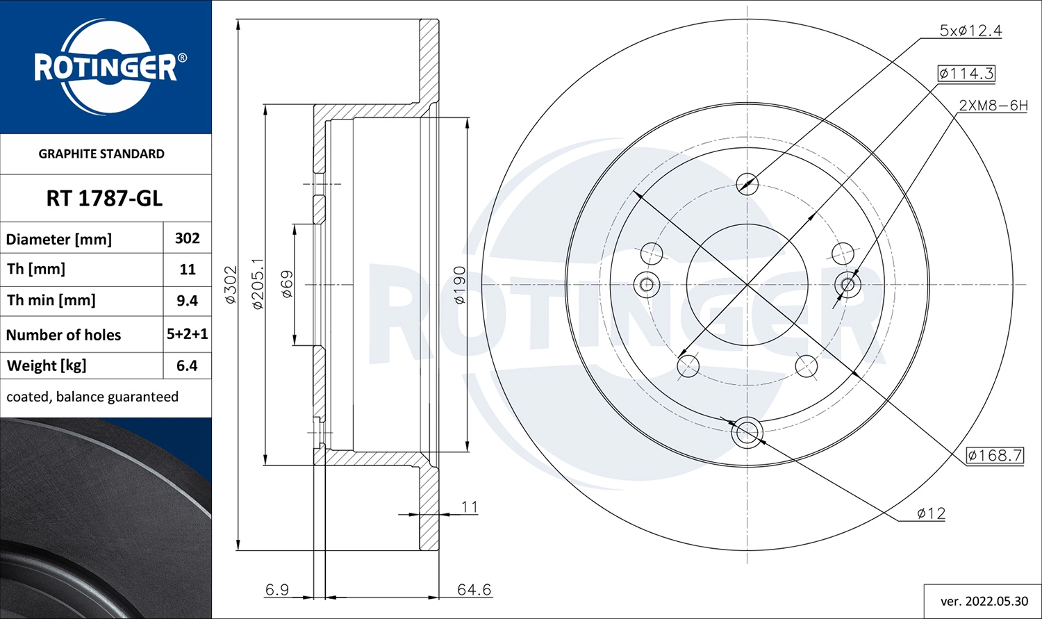 ROTINGER féktárcsa - RT 1787-GL - TothCarparts