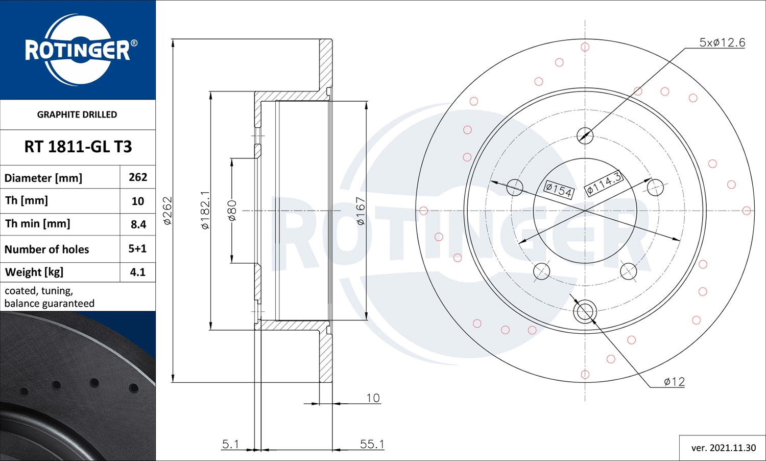 ROTINGER féktárcsa - RT 1811-GL T3 - TothCarparts