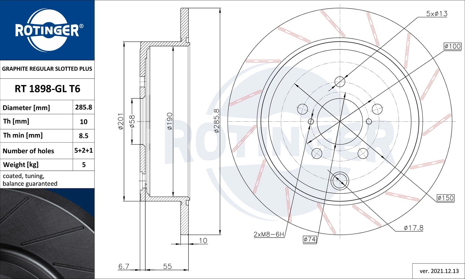 ROTINGER féktárcsa - RT 1898-GL T6 - TothCarparts