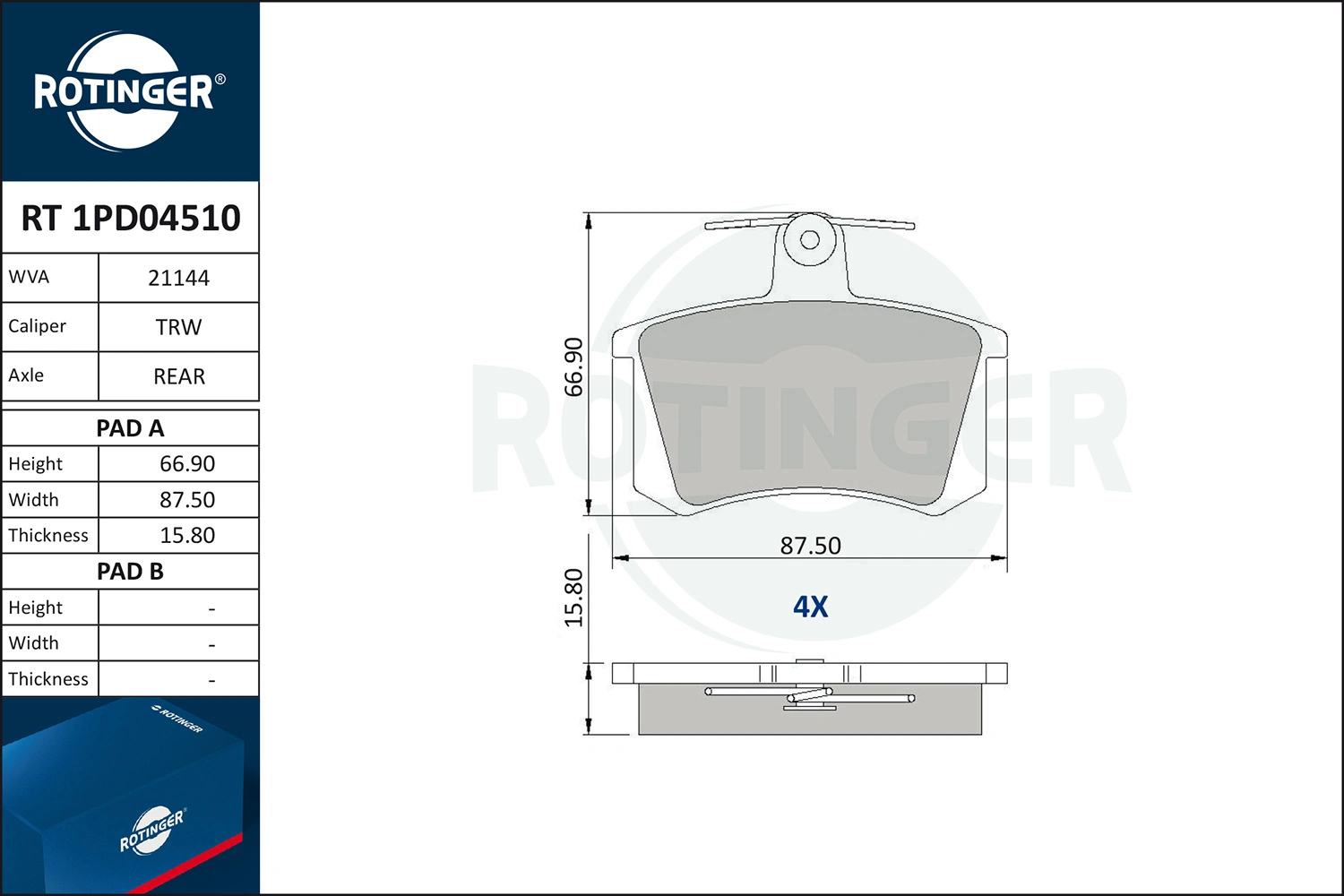 ROTINGER fékbetétkészlet, tárcsafék - RT 1PD04510 - TothCarparts