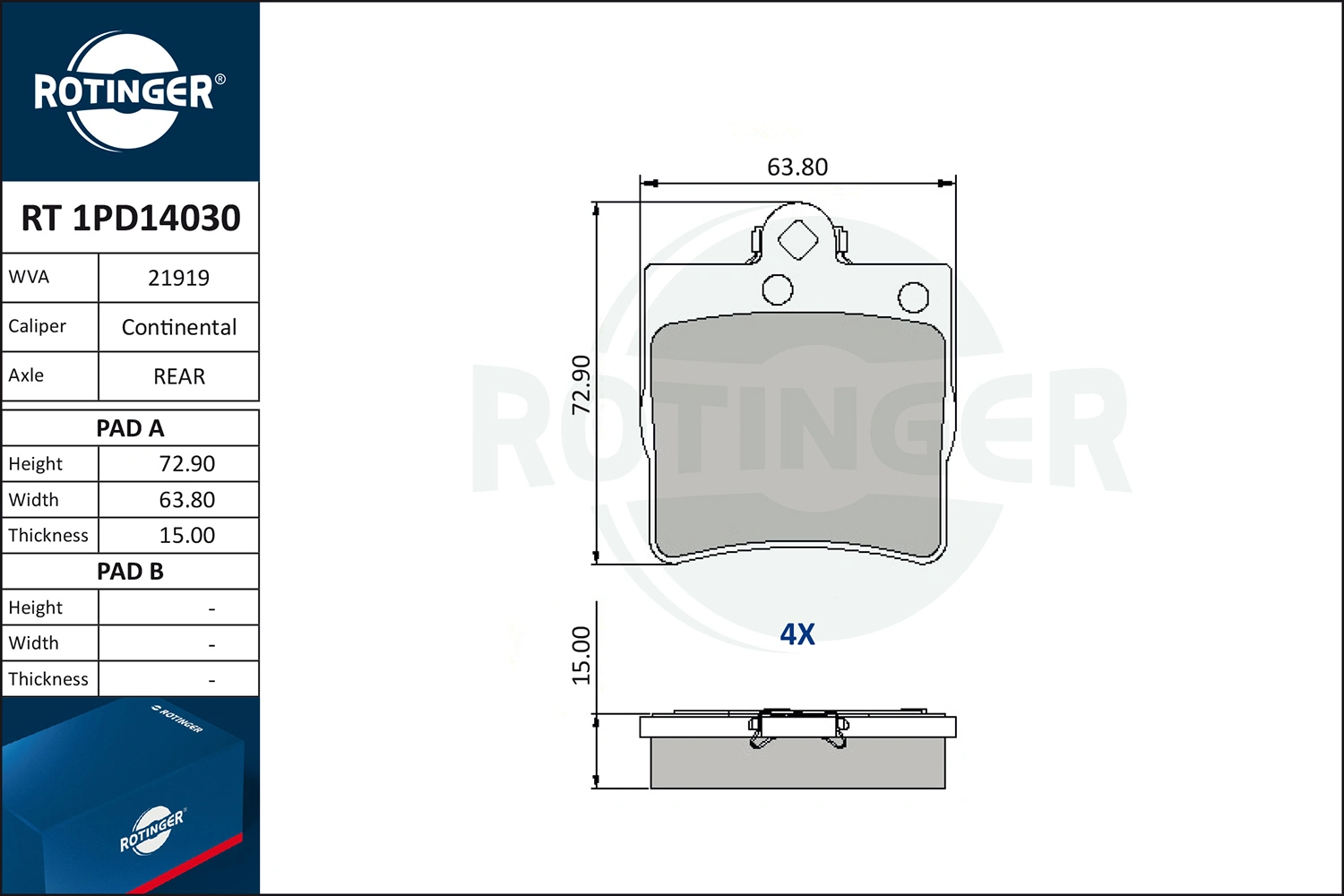 ROTINGER fékbetétkészlet, tárcsafék - RT 1PD14030 - TothCarparts