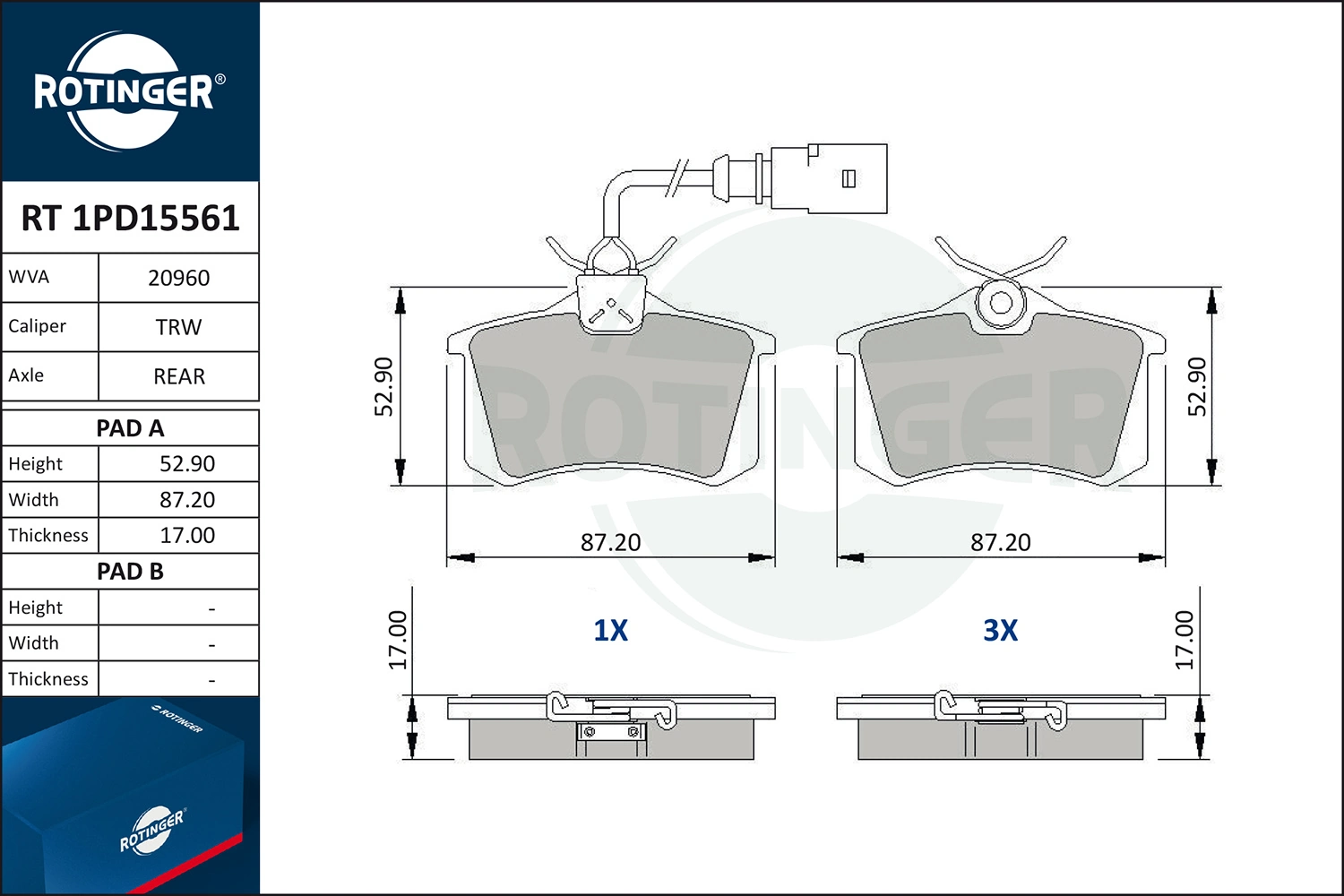 ROTINGER fékbetétkészlet, tárcsafék - RT 1PD15561 - TothCarparts