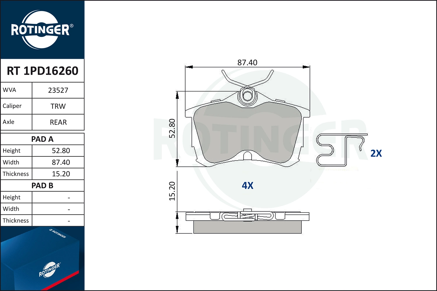 ROTINGER fékbetétkészlet, tárcsafék - RT 1PD16260 - TothCarparts