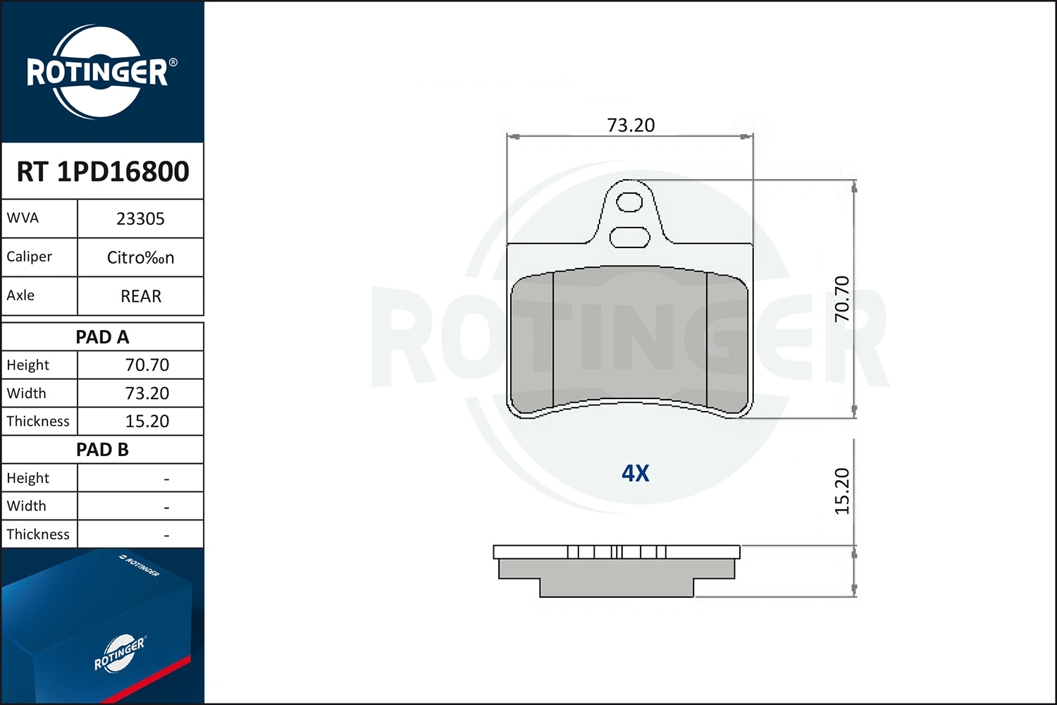 ROTINGER fékbetétkészlet, tárcsafék - RT 1PD16800 - TothCarparts