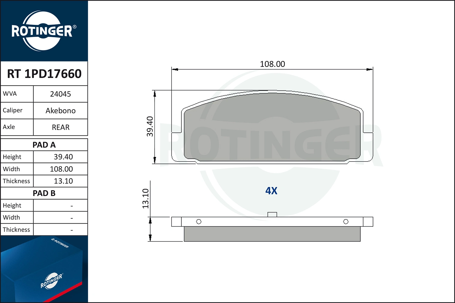 ROTINGER fékbetétkészlet, tárcsafék - RT 1PD17660 - TothCarparts