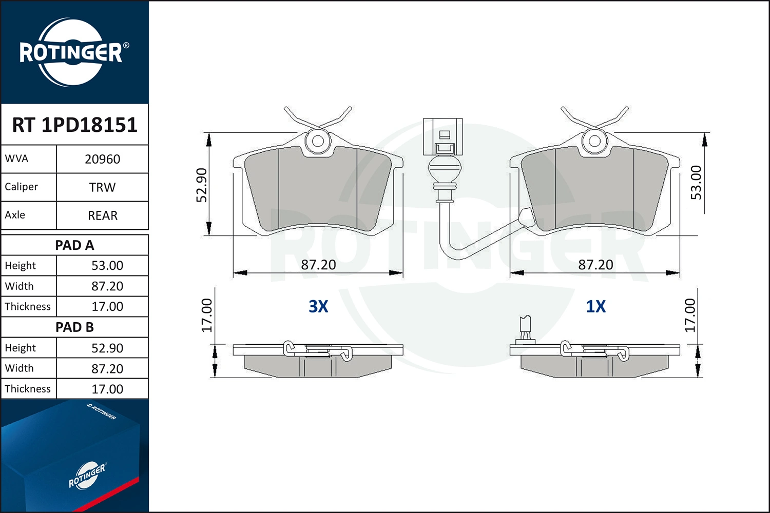 ROTINGER fékbetétkészlet, tárcsafék - RT 1PD18151 - TothCarparts