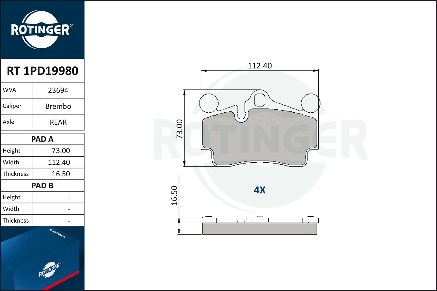 ROTINGER fékbetétkészlet, tárcsafék - RT 1PD19980 - TothCarparts