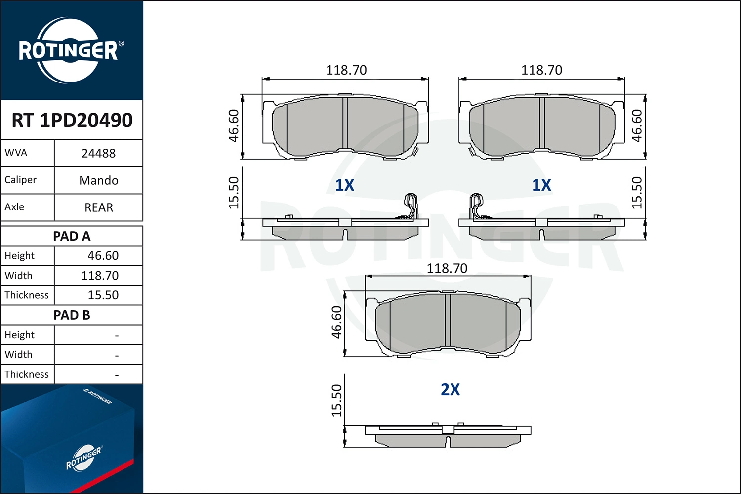 ROTINGER fékbetétkészlet, tárcsafék - RT 1PD20490 - TothCarparts