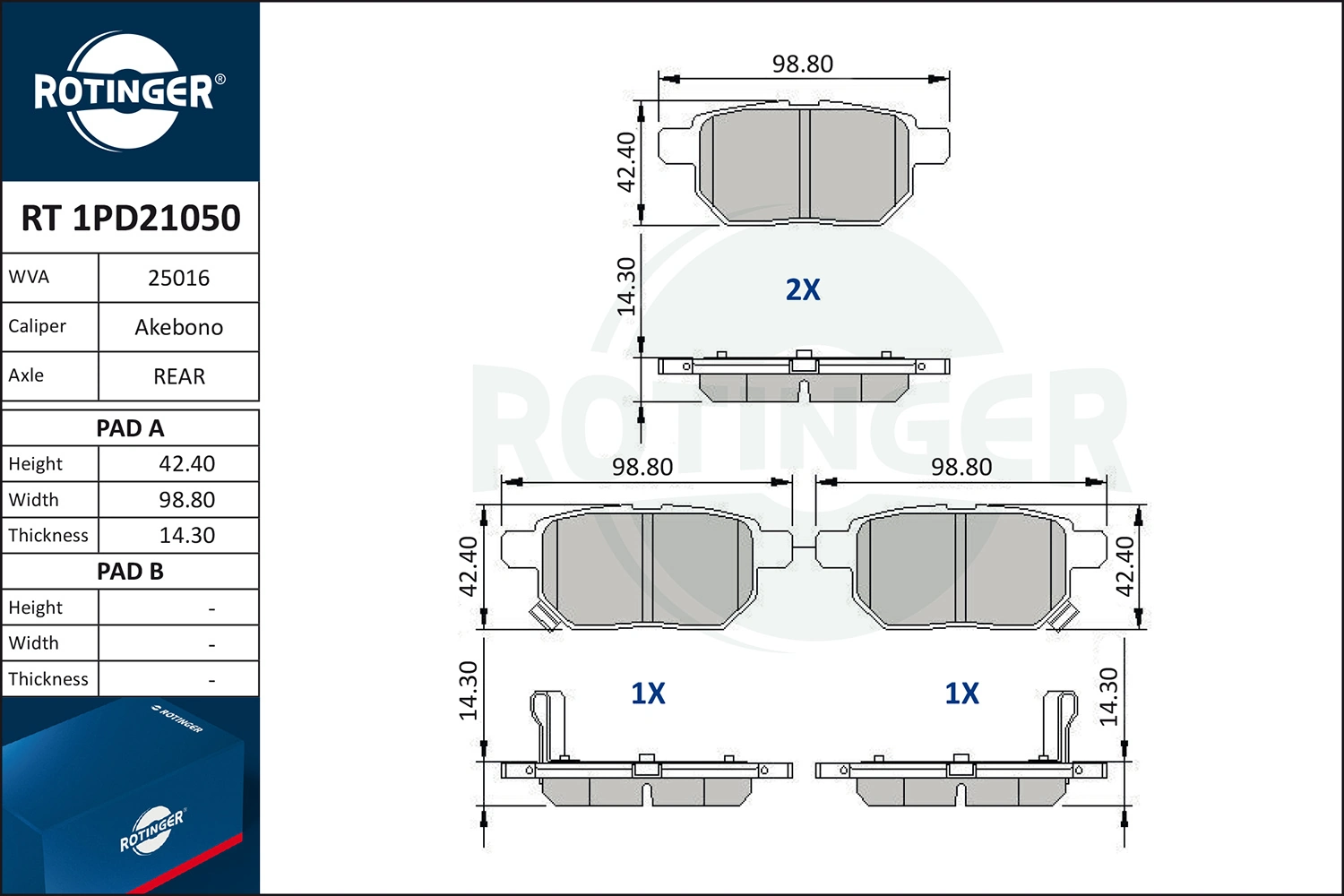 ROTINGER fékbetétkészlet, tárcsafék - RT 1PD21050 - TothCarparts