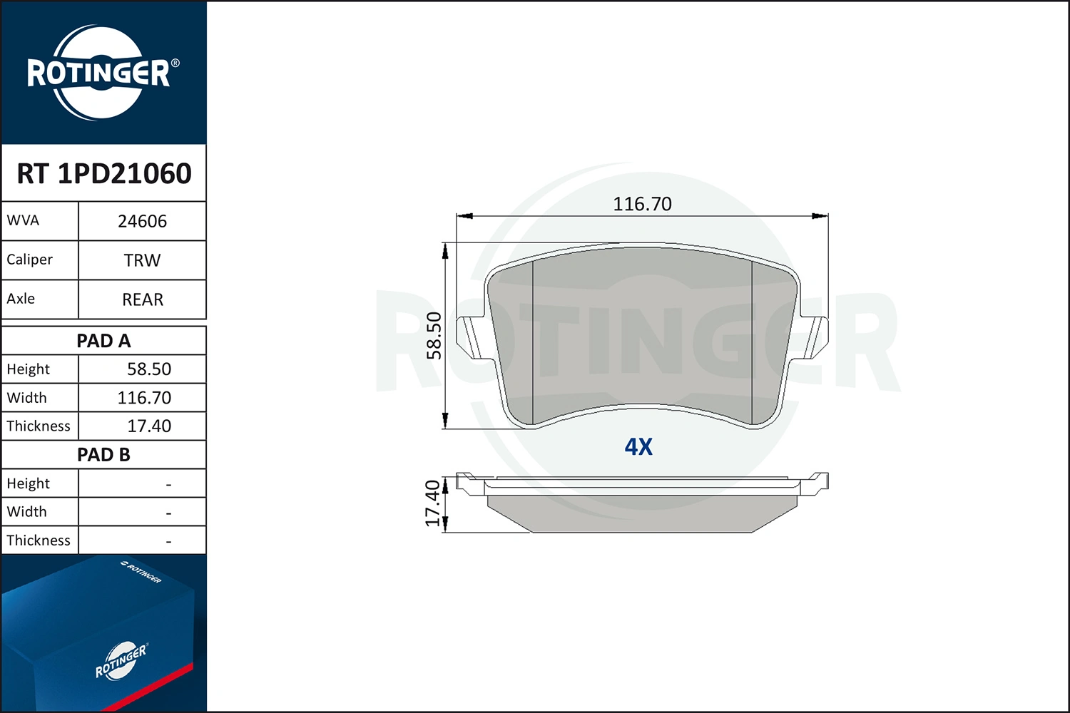 ROTINGER fékbetétkészlet, tárcsafék - RT 1PD21060 - TothCarparts