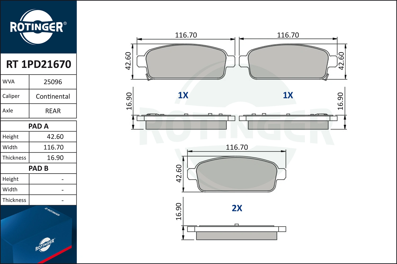 ROTINGER fékbetétkészlet, tárcsafék - RT 1PD21670 - TothCarparts