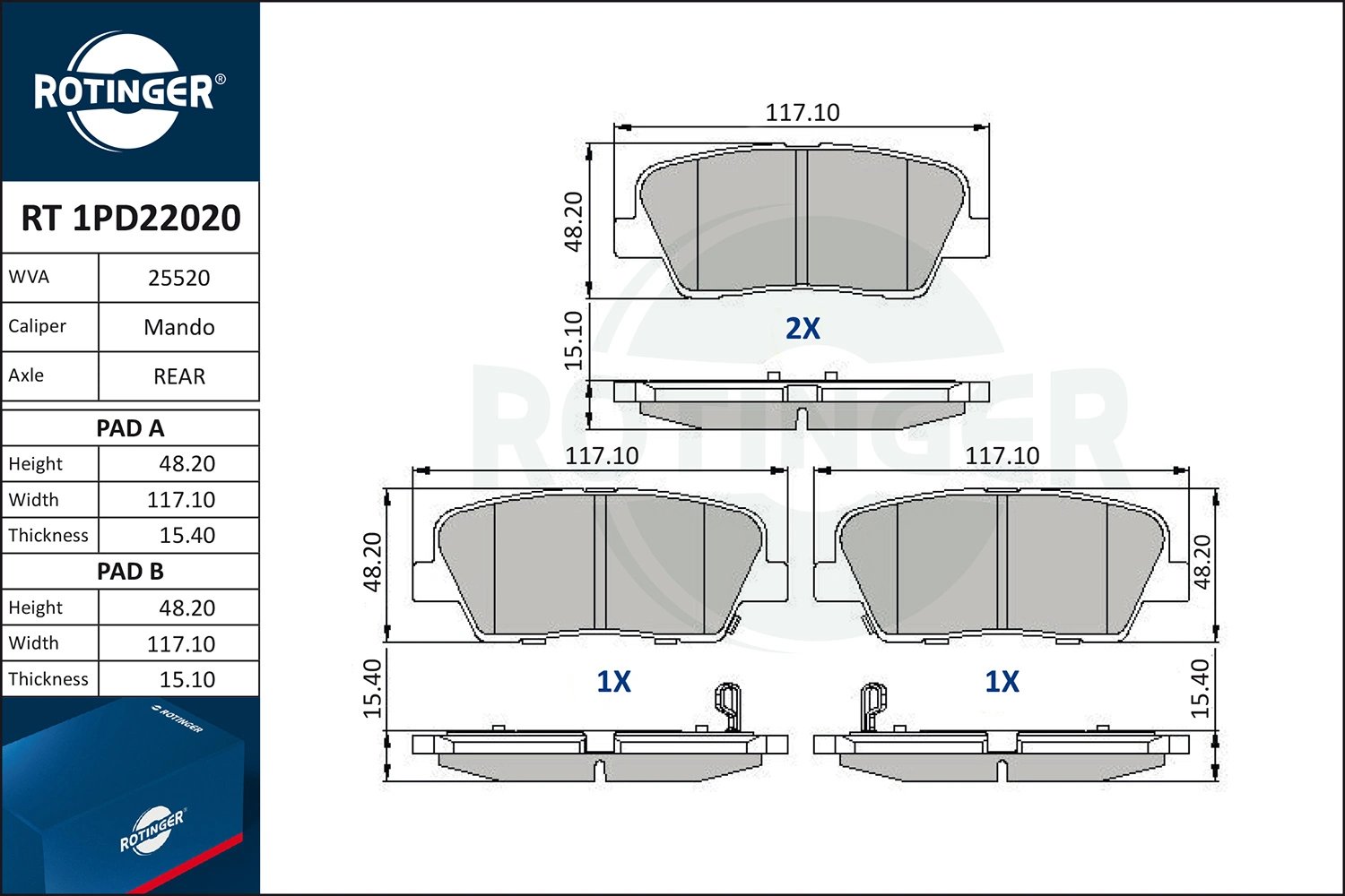 ROTINGER fékbetétkészlet, tárcsafék - RT 1PD22020 - TothCarparts