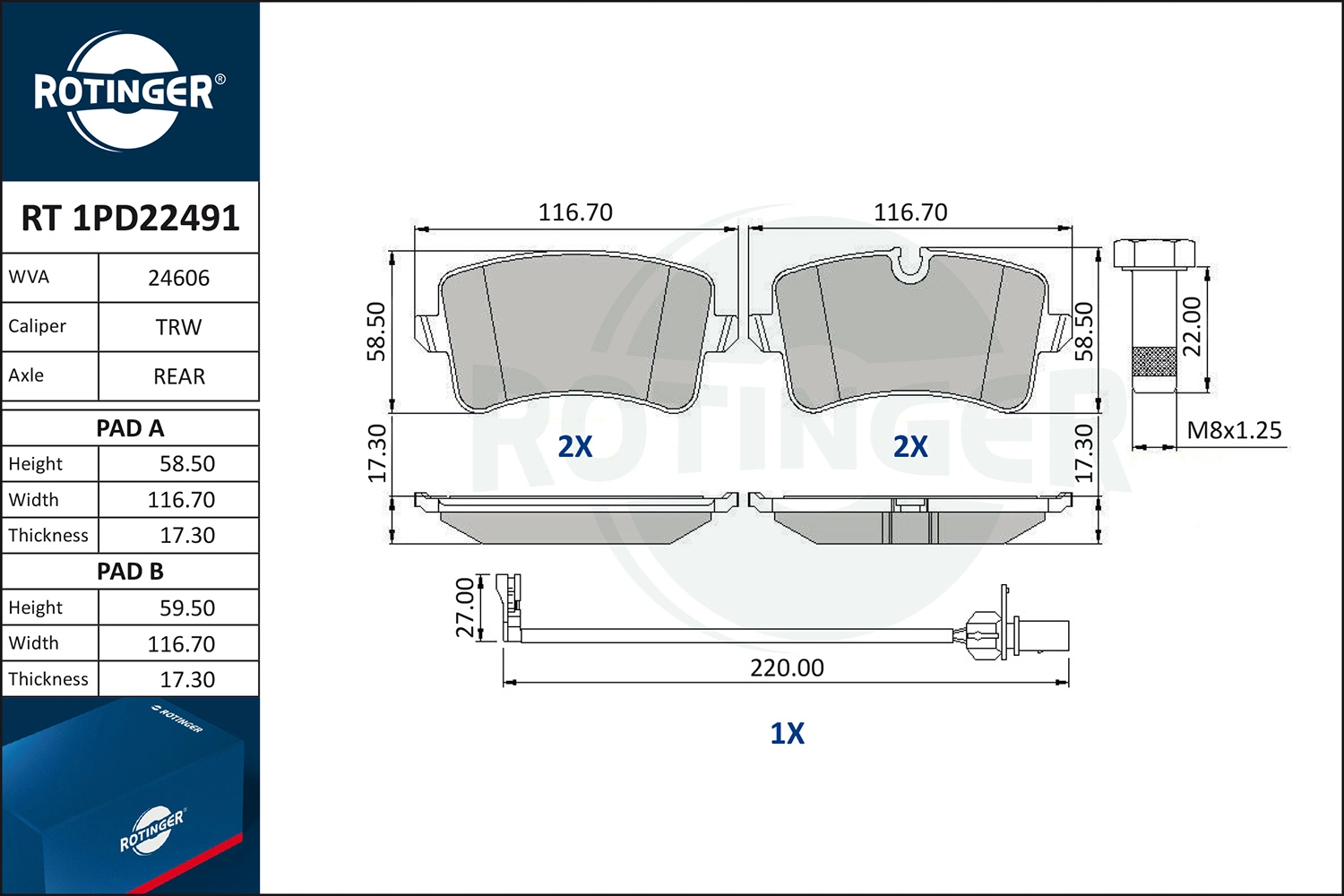 ROTINGER fékbetétkészlet, tárcsafék - RT 1PD22491 - TothCarparts